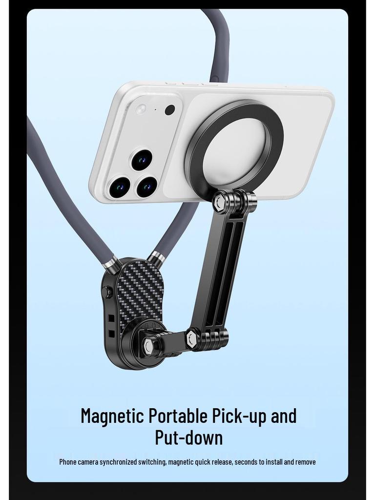 Anti-Shake Magnetic Neck Lanyard for Mobile Phones & DJI Action 6/5 Pro - Ideal for Live Streaming, Running, Cycling
