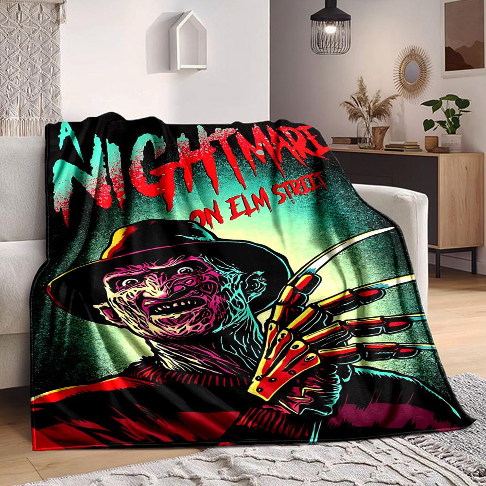 1pc A Nightmare on Elm Street Flannel Throw Blanket - HD Printed Lightweight Soft Warm All-Season Blanket for Sofa, Bed, Travel, Camping 076