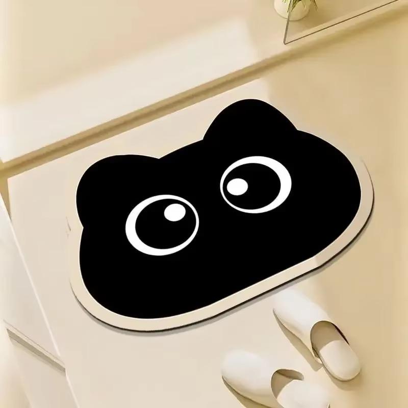 Cartoon Lazy Cat Bath Mat Super Absorbent Non-Slip Quick Dry Floor Rug Cute Cat Shaped Doormat for Bath Bedroom