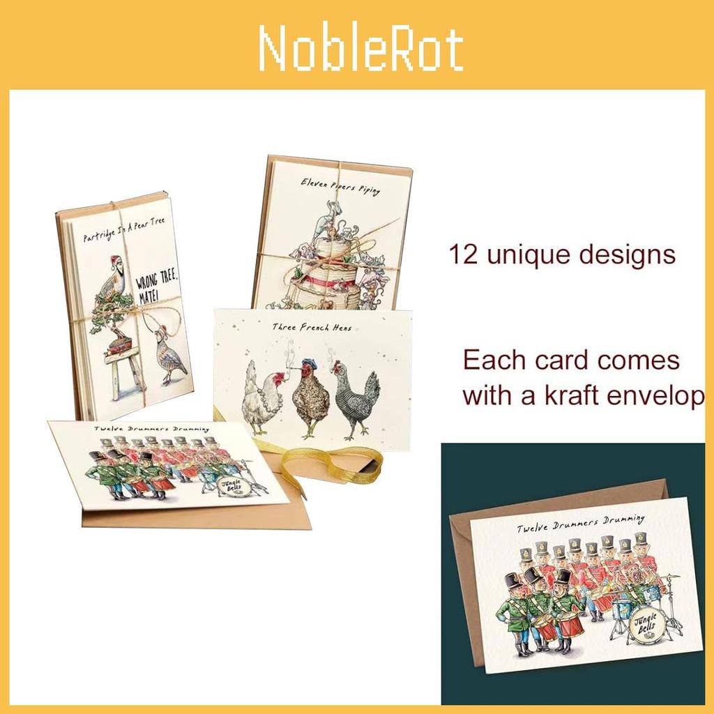 Christmas Card Set 12 Pieces Of Festive Cards And Envelopes With A Simple And Modern Design