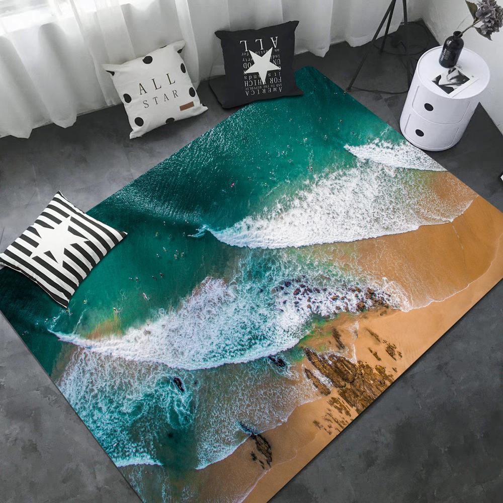 Large Waves Beach Floor Mat Nordic Style Home Doormat Bathroom-Toilet Mats Bedroom Hotel Decor Mat