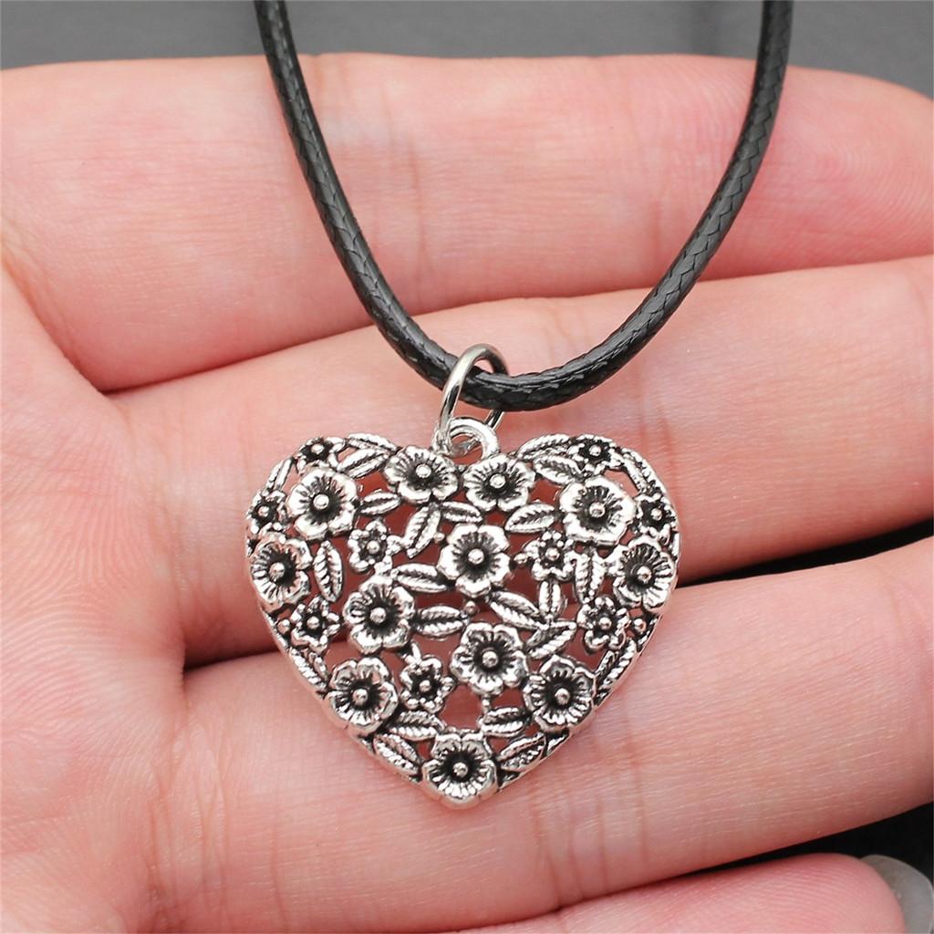 

Ожерелье с изображением сердца и ангела, мира, кожаная цепочка 45 см, женские украшения, модные аксессуары на день рождения A35-1pcs-24x26mm