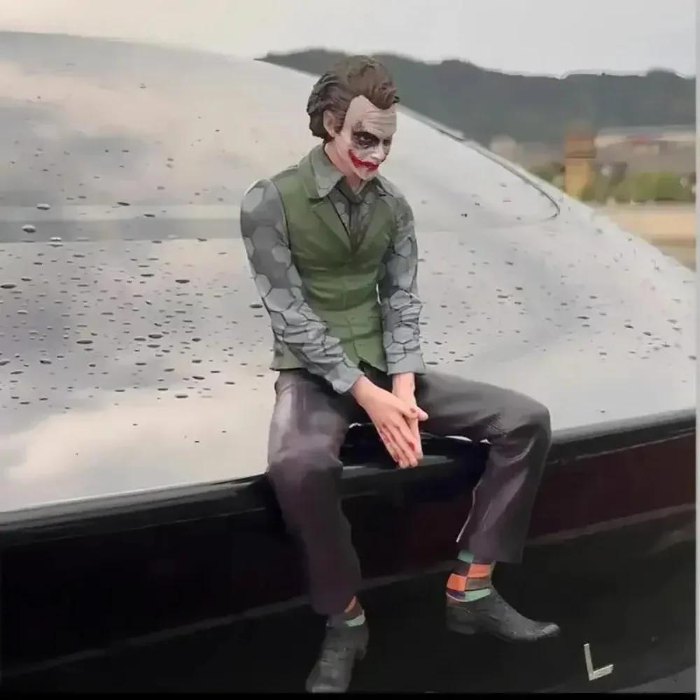 HOT Roof Decoration Joker Heath Ledger Sitting Posture Figures Car Doll Tail And Roof Pendant Model Statue Collectable Toys