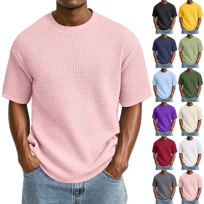Camiseta Informal de Color de Moda para Hombre con Cuello Redondo y Manga Corta