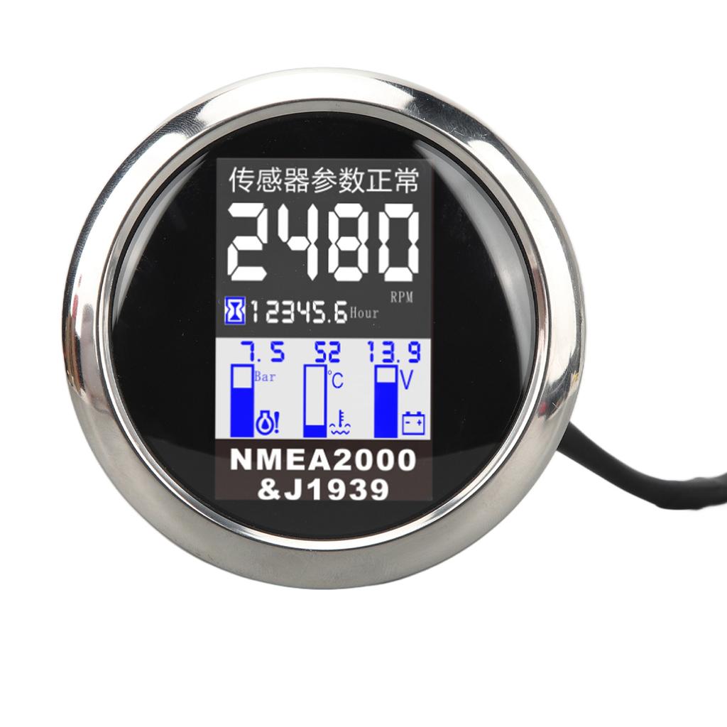 85MM Bootsdrehzahlmesser für NMEA2000 J1939 Protokoll DC9 bis 32V Wassertemperatur Öldruck Spannungsanzeige für Wohnmobil Yacht Auto