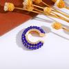 Retro Fashion C-Shaped Bling Ear Clips with Colored Diamonds - Trendy No-Pierce Earrings