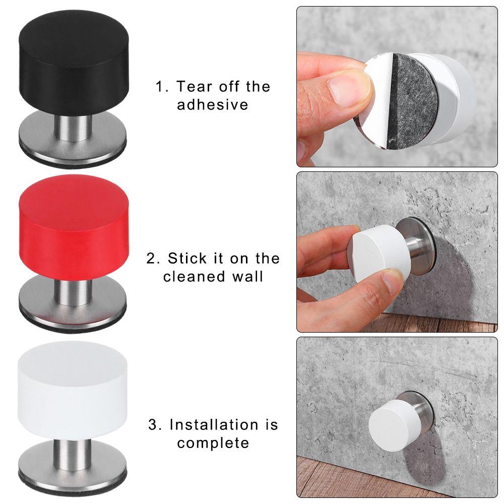 Stainless Steel Rubber Stopper Self Adhesive Door Stopper Practical Non Punch Rubber Floor Protector High Quality Door Stop Tool