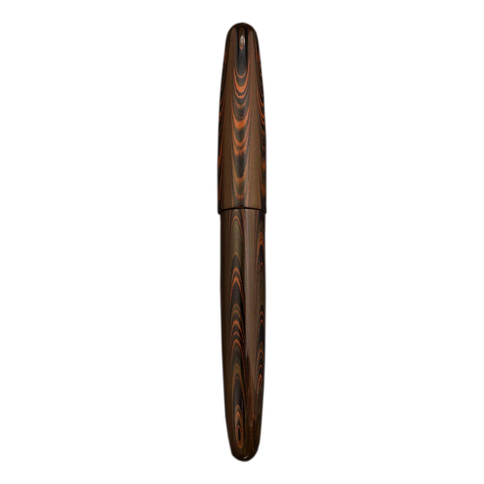 

WANCHER DREAM PEN Makoto Ebonite Marble Brown Cigar Shape Fountain Pen Mountain Stream Stainless Steel Gold (KEIRYU Nib, Plated)