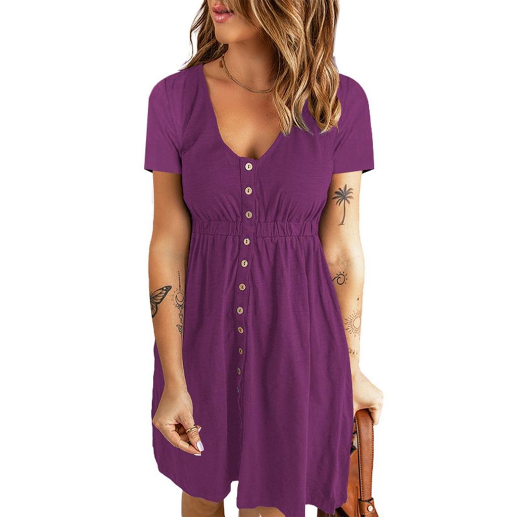 A Fashionable Solid-colored Loose Dress For Ladies