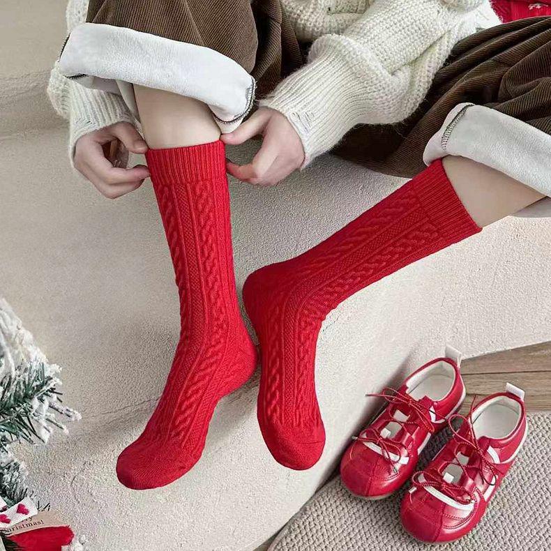 2025 Zodiac Year Red Mid-Calf Cotton Socks: Sweat-Absorbing, Thickened, Warm, and Anti-Odor