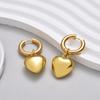 Stainless Steel Hoop Acrylic Heart Pendant Earrings For Women Statement Solid Circel Gold Silver Black Color Earrings Jewelry