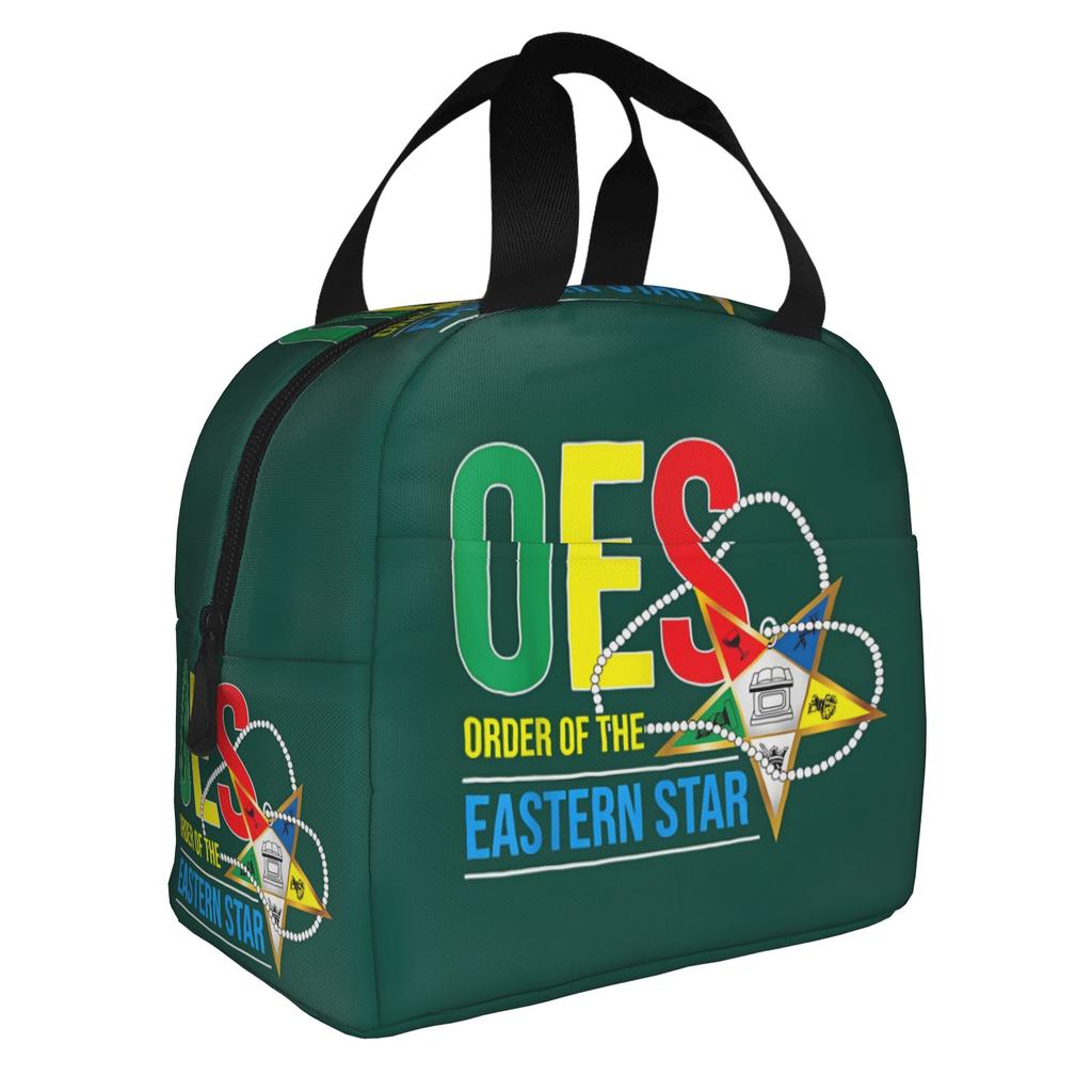 Order Of The Eastern Star Logo Thermal Insulated Lunch Bags Women  Portable Lunch Container for School Multifunction Food Box