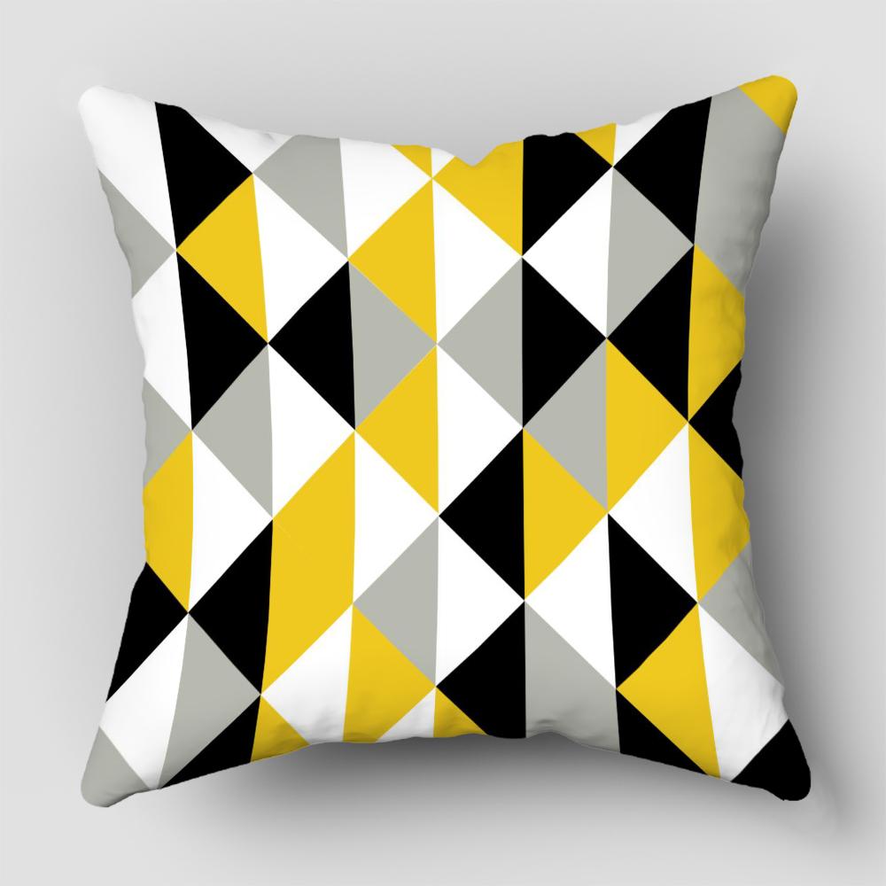 Nordic Yellow Black Abstract Geometric Line Printing Pattern Cushion Cover Home Living Room Sofa Decorative