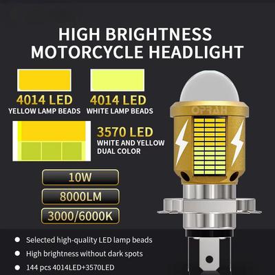Ampoule Phare LED Moto H4 BA20D LED Moto Lumière Feux de Route / Croisement Blanc Jaune Lampe Canbus Pour Yamaha Kawasaki Suzuki