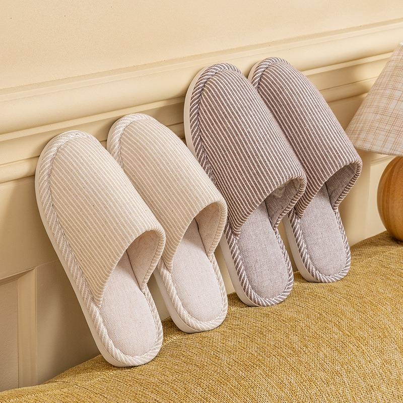 Japanese-style Home Cotton Slippers Women's Indoor Autumn and Winter Couples Home Non-slip Floor Soft-soled Slippers Men's Winter