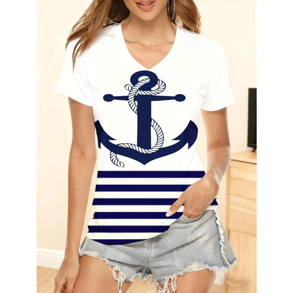 Fashion Loose V-Neck Women's Short Sleeve Fashion Top Casual Versatile T-Shirts Women’s