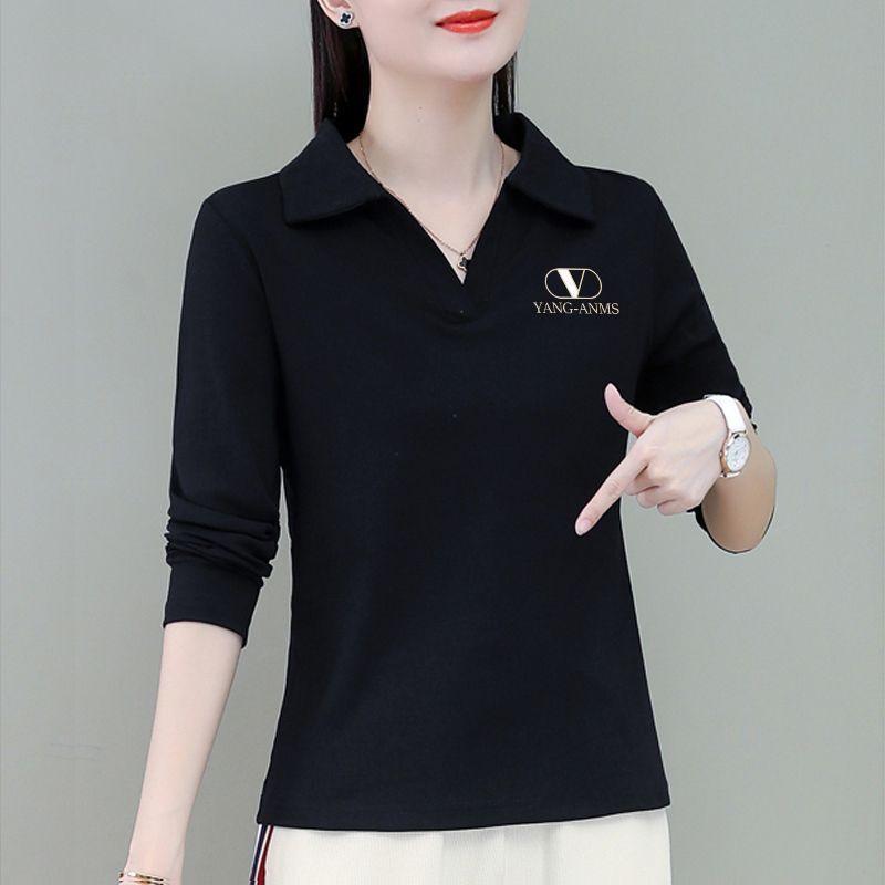 Solid Color Women's Long Sleeve Polo Collar Top - Spring/Autumn Collection