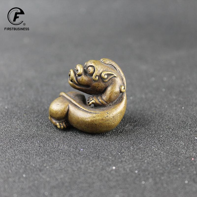 100% Retro Copper Animal Pixiu Sculpture Statue Vintage Animal Tea Pet Fengshui Wealth Pixiu Statue Model Good Luck Decor Home