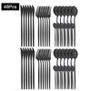 48Pcs Gold Mirror Polishing Cutlery Set Stainless Steel Dinnerware Tableware Knife Fork Spoon Coffee Spoon Flatware Home Party