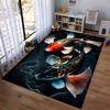 Colorful Koi Fish Design Carpet with Artistic Fluid Patterns Black Suitable for use as an anti-slip for living room bedroom sofas