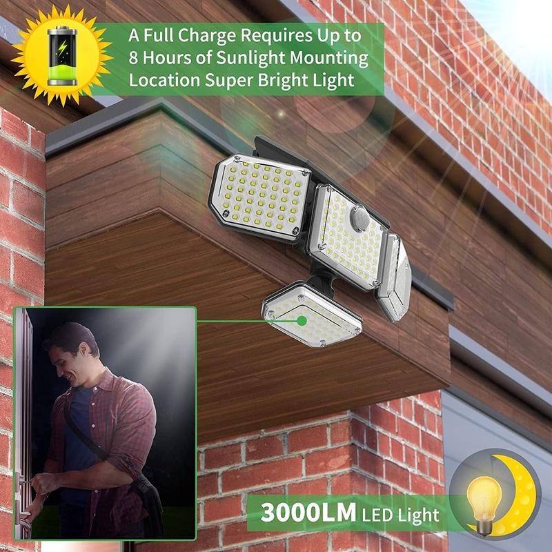 182/50 LED Wall Lamp with Adjustable 4 Heads Security Flood Light Remote Control Lighting IP65 Waterproof with 3 Working Modes