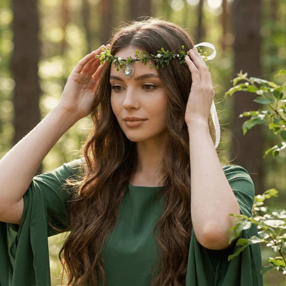 Leaf Wreath Elf Headband Simulate Tree Leaves Elven Princess Tiara Fairy Headpiece Flower Fairy