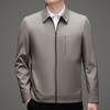 Luxury 2025 Spring/Autumn Men's Casual Lapel Jacket - Mid-aged Cadre Style, Perfect for Father's Wear.