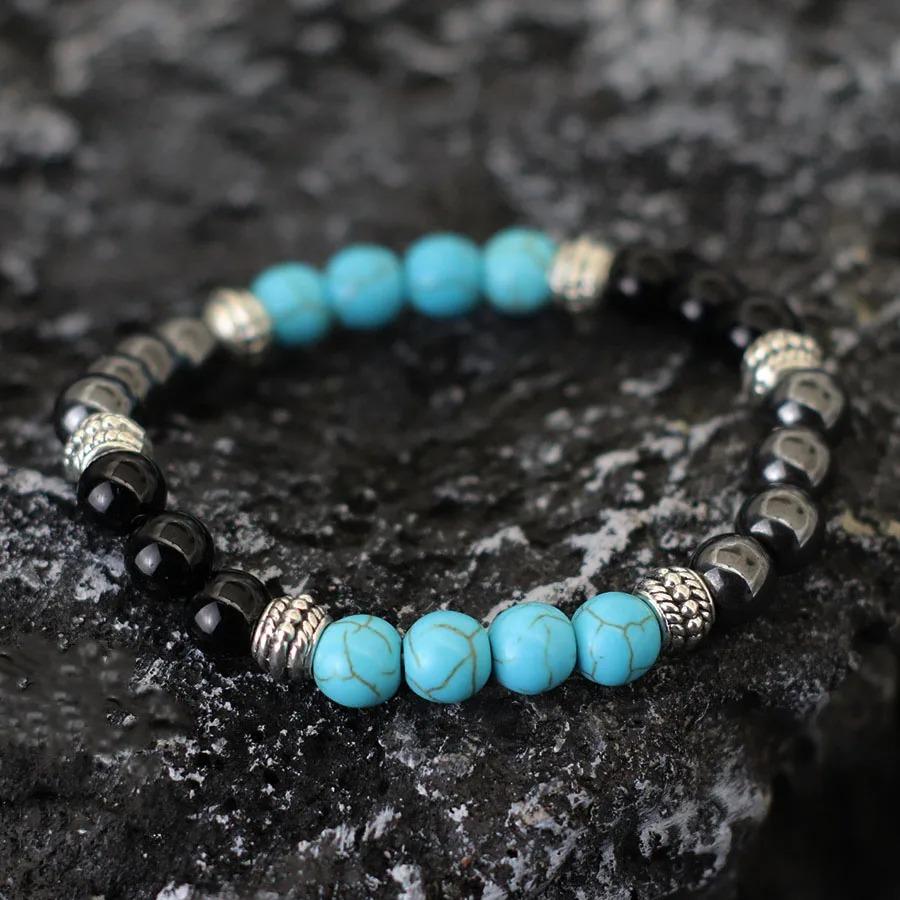 7 Stylów Koralikowa Bransoletka Dla Mężczyzn Naturalne Tygrysie Oko Skała Wulkaniczna Kamień Hematytowy Bransoletka Rekreacyjna Pulseira Unisex Prezent dla Chłopaka