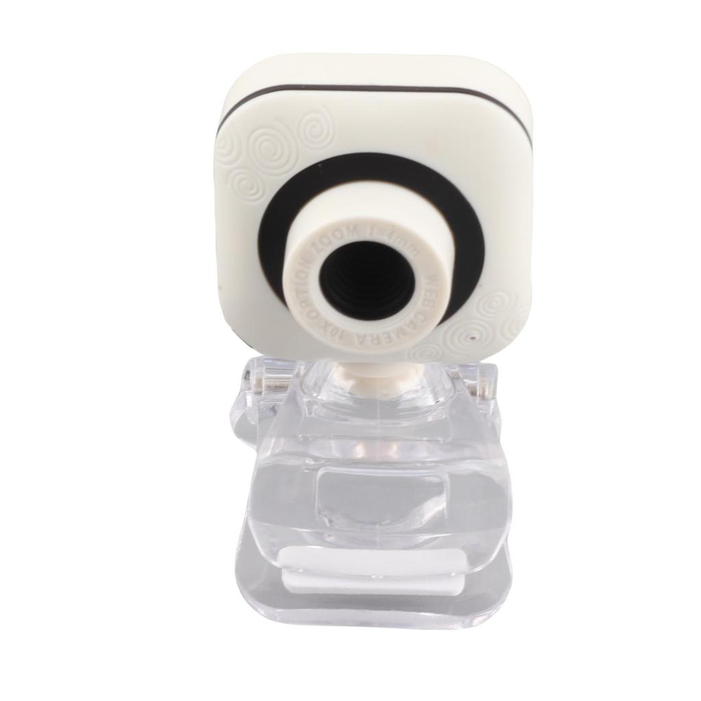 Built in Microphone Computer Camera Webcam PC Accessory 480P White with Transparent Clip