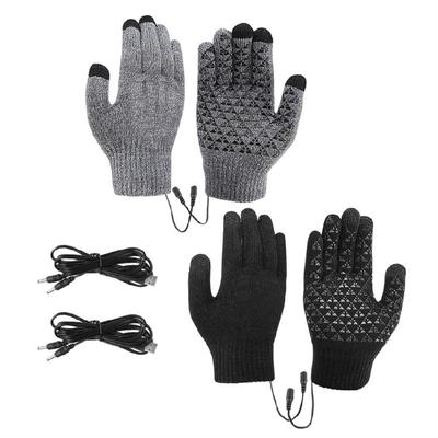 USB Charging Knitted Heating Gloves, Washable Hands Warmer Mittens Full Finger Gloves USB Heated Gloves for Men Women