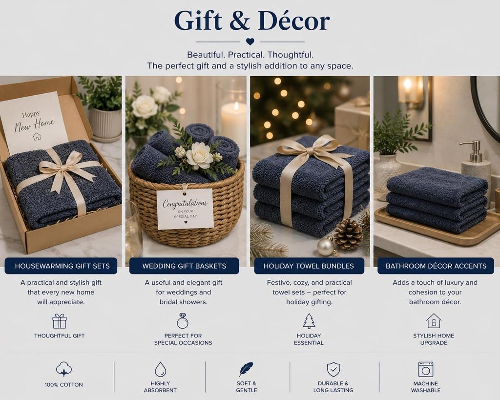 Premium Hand Towels Set of 6 for Bathroom 100% Ring Spun Cotton, 16 X 28 Inches Ultra Soft 550GSM Sustainable, Highly Absorbent, Quick Drying, Towelss