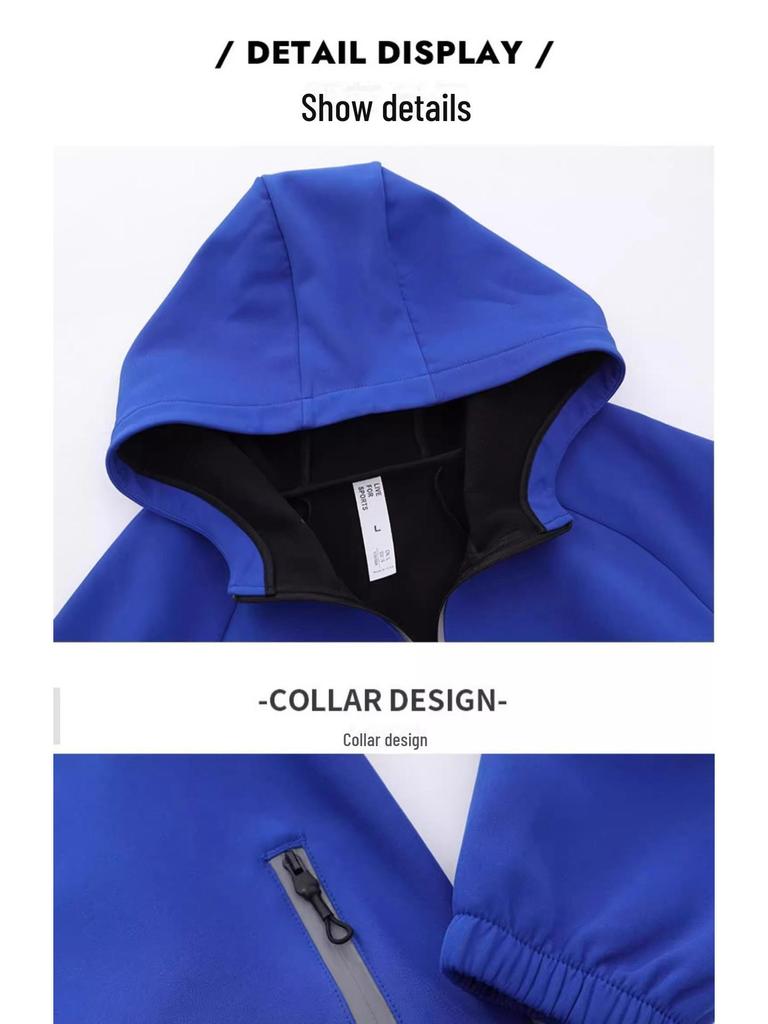 Unisex Winter Outdoor Windproof Velvet Jacket with Reflective Zipper for Cycling, Running, and Leisure Activities.