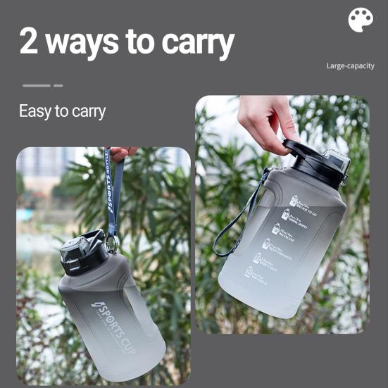 1500/2300/3780ml Large Capacity Ergonomic Handgrip Water Bottle Food Grade Leak-proof Lid Big Water