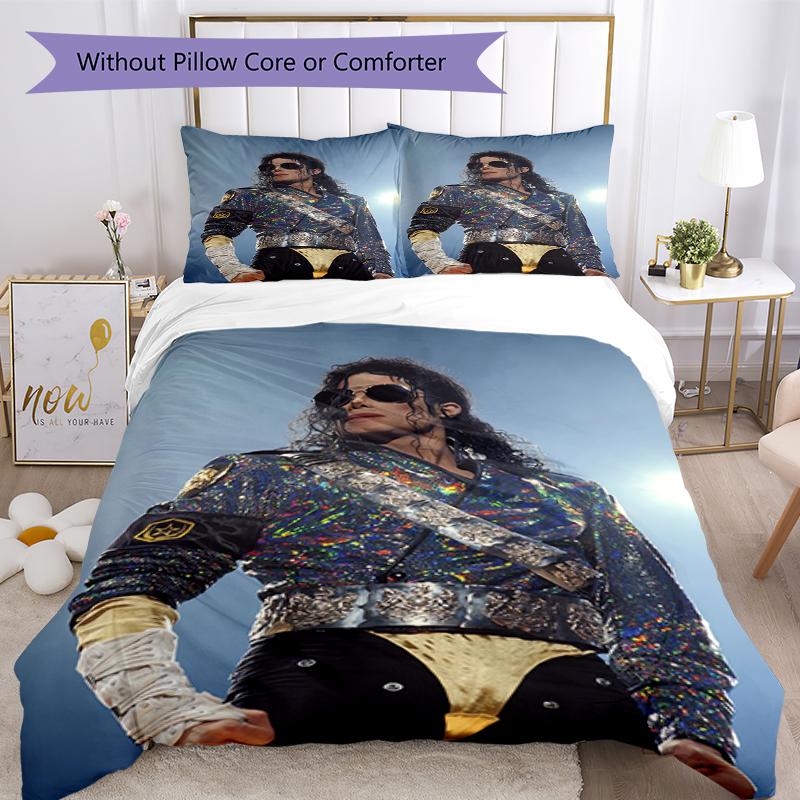 3pcs Michael Jackson Bedding Set Duvet Cover Closure Includes 1 Duvet Cover & 2 Pillowcases, Soft and Comfortable for All Seasons.