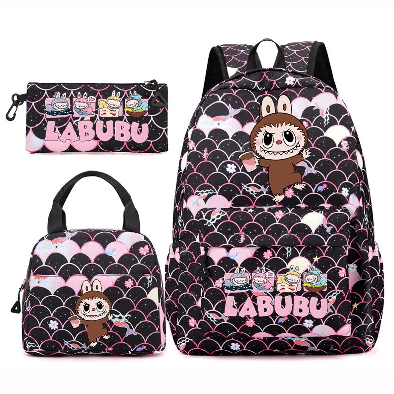 3Pcs/set Backpack for Girl School Teen Student Knapsack Women Rucksack with Lunch Bags Pencil Bag Fish Scale Style Bags