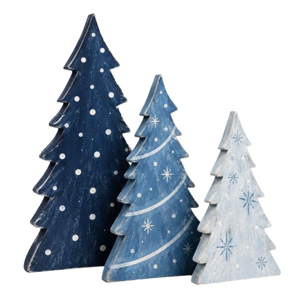 3/4/5pcs 2D Flat Wooden Christmas Tree Ornaments Tabletop Xmas Tree  Family Gathering