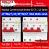 DELIXI RCD Circuit Breaker: 2P Three-phase, 4P Four-wire, 1P/3P+N, Air Switch, 100A/125A