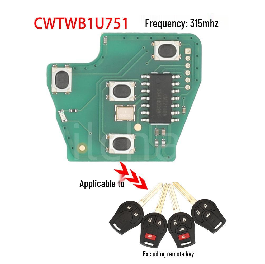 

CWTWB1U75: Compatible with Nissan 2/3/4-button 315MHz straight remote key circuit board.