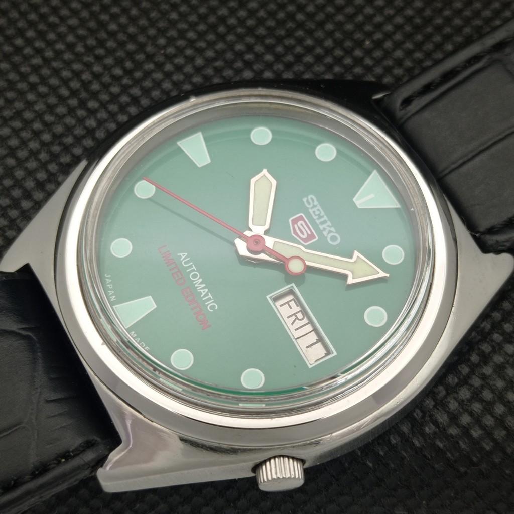 USED VINTAGE SEIKO 5 AUTOMATIC 7019A JAPAN MENS D/D GREEN WATCH 602-a313591-2 SKU602-a313591
