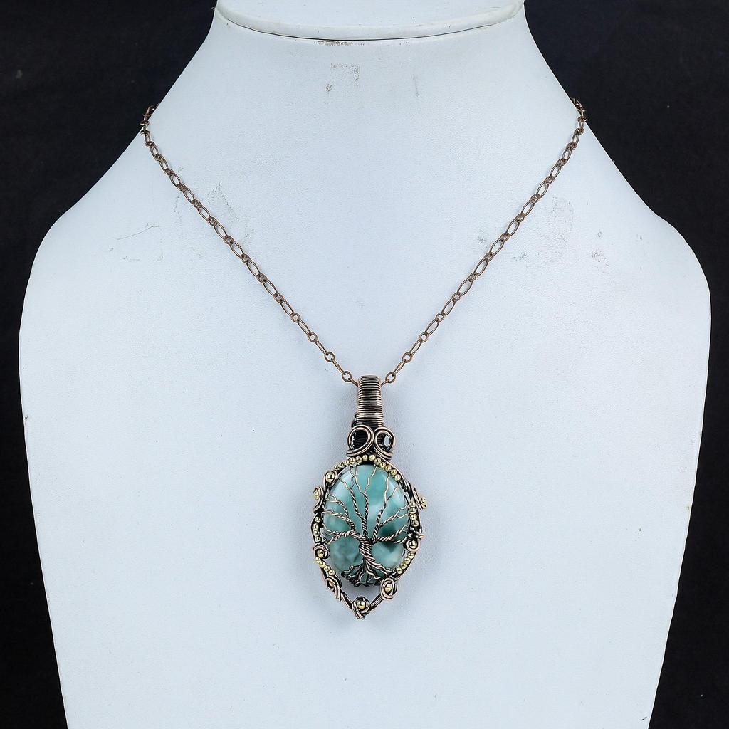 Tree Of Life Hemimorphite Pendant, 999 Copper Wire Wrapped Jewelry, Gemstone Jewelry Pendant, Handmade Wedding Gift Jewelry