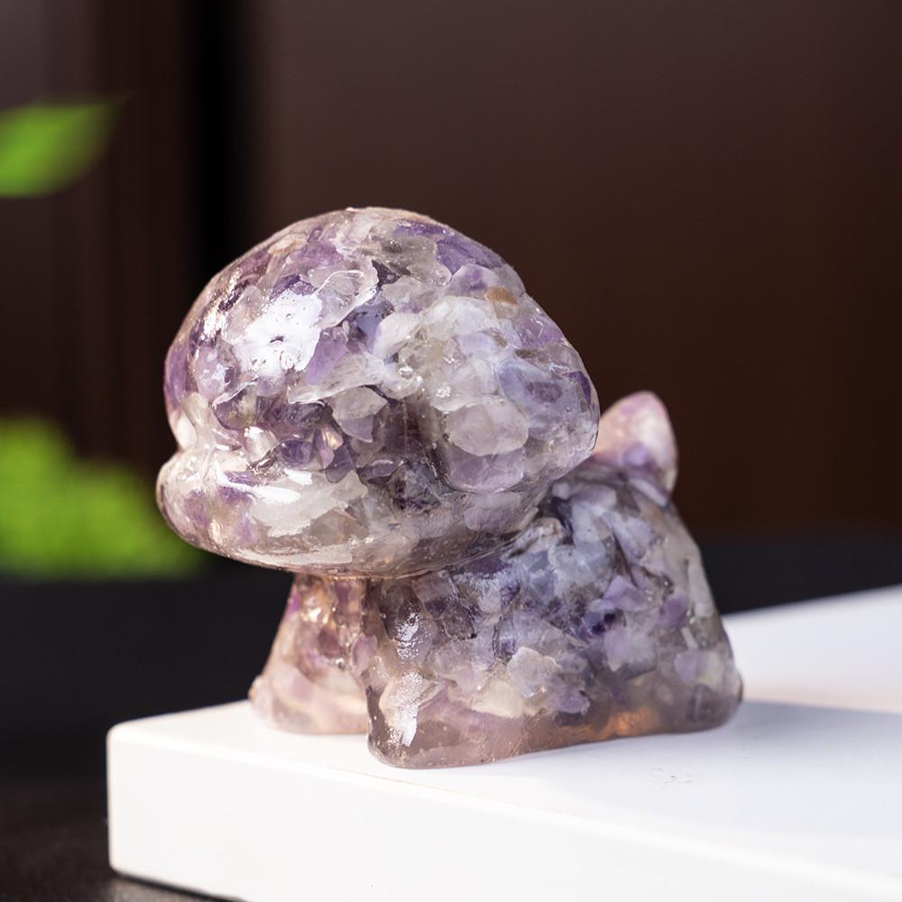 Crystal Resin Dog Deer Office Decor With Pink Quartz For Home And Desk Display