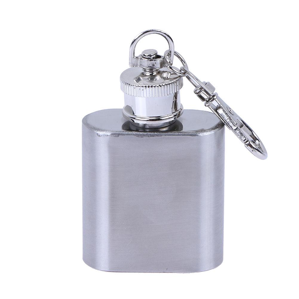Hip Flask Alcohol Flagon Mini Stainless Steel Flagon with Keychain Vintage Flask