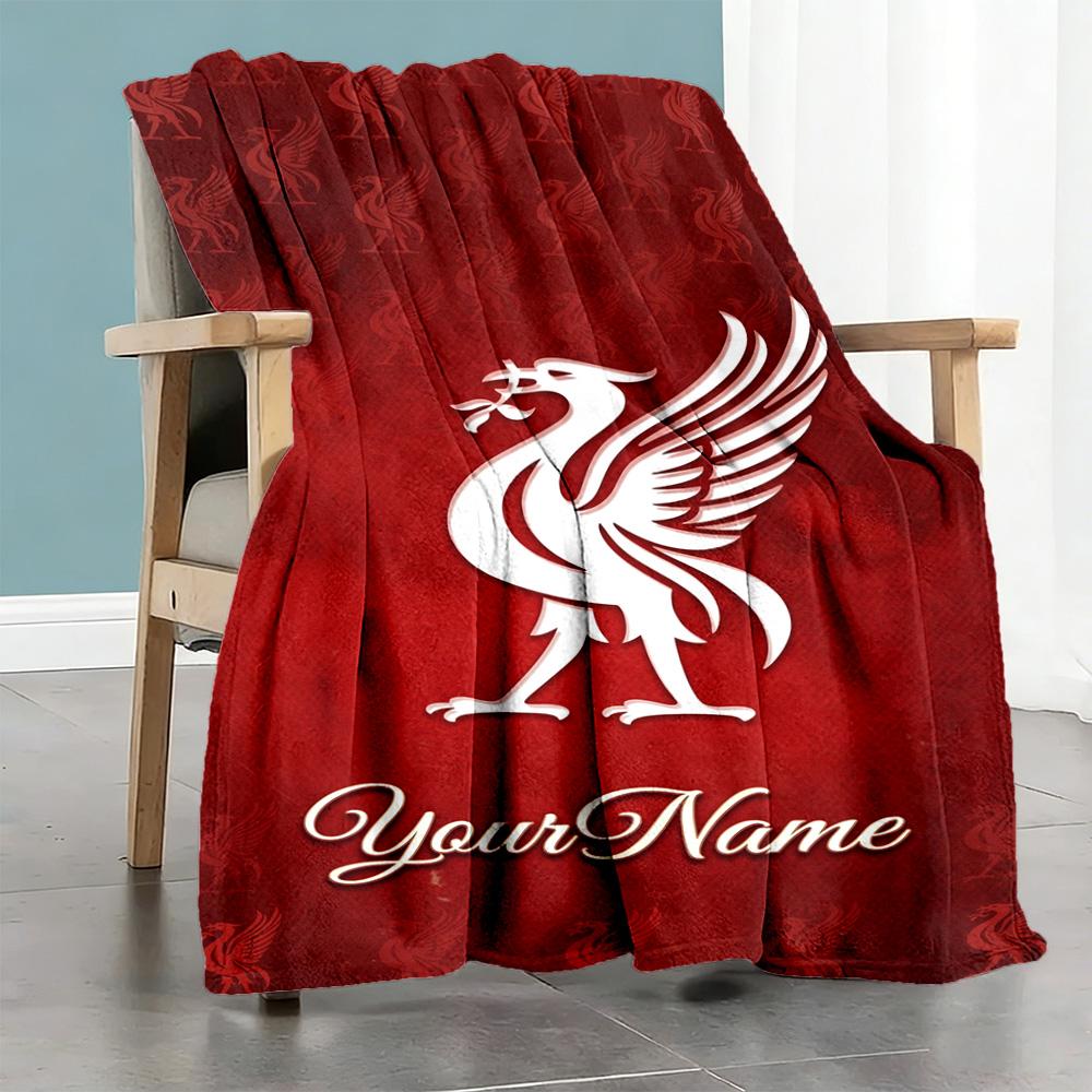 Liverpool Personalized Text Blanket Cozy Personalized Blanket Soft & Cozy Throw For Nap Livingroom Couch Picnics Ideal for All Seasons