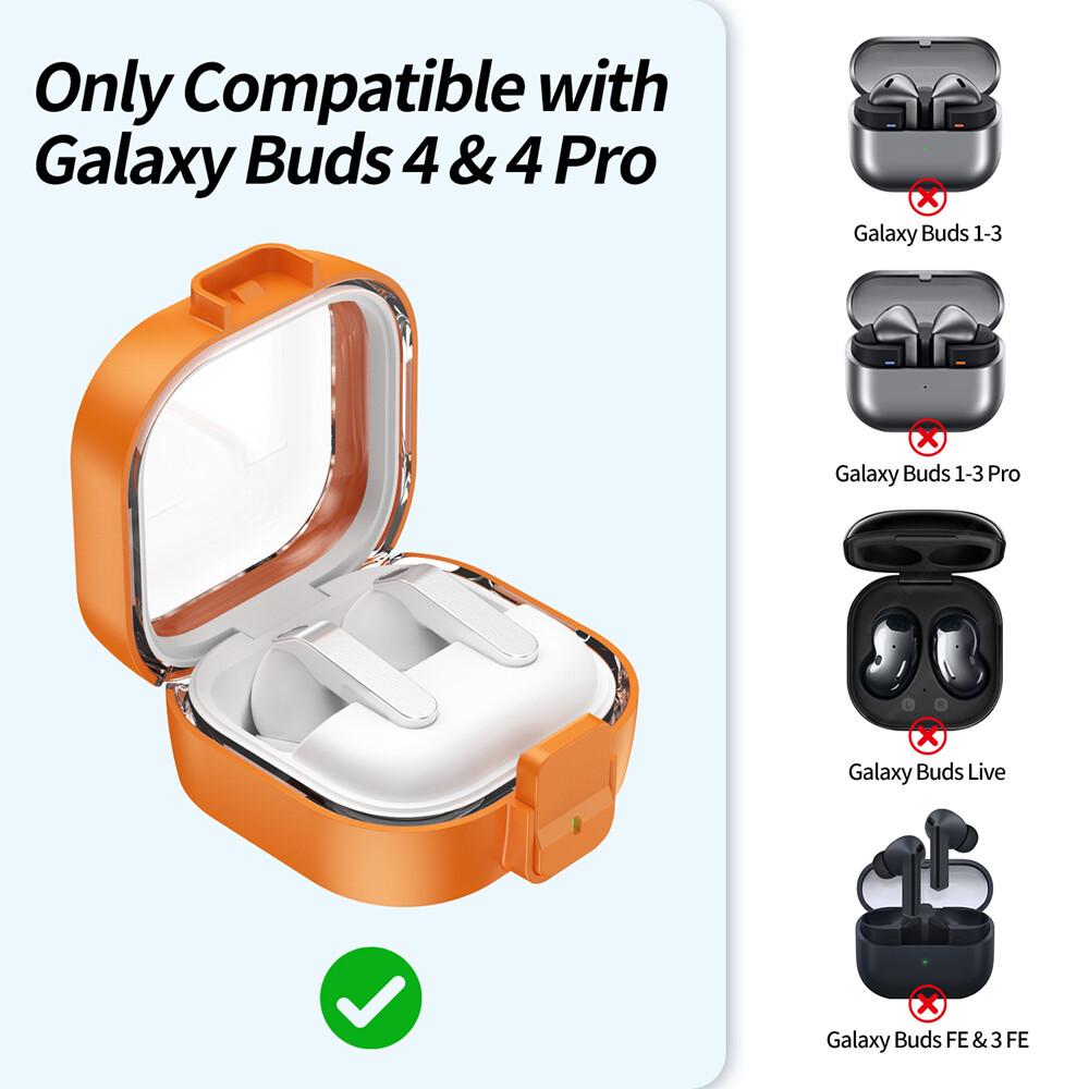 KEYSION Transparent Switch Lock Earphone Case for Samsung Buds4 4 Pro Hard PC Shockproof Headphone Cover for Galaxy Buds 4 Pro