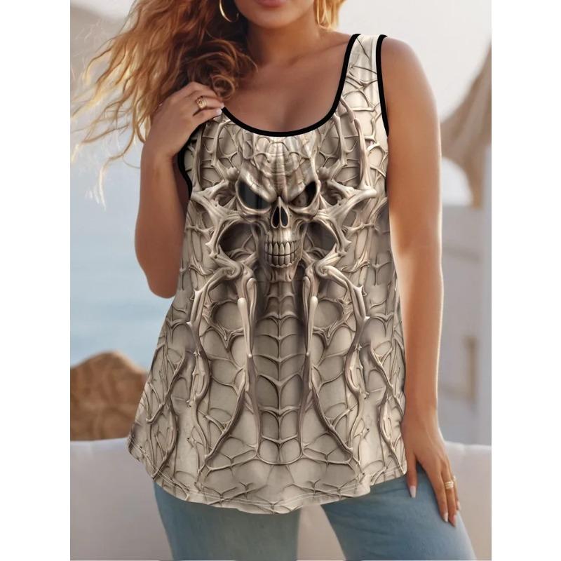 Summer Women's Sleeveless Colorful Cute Butterfly Wolf Tiger Print Vest Comfortable Soft Leisure Loose Fashionable Versatile Vest