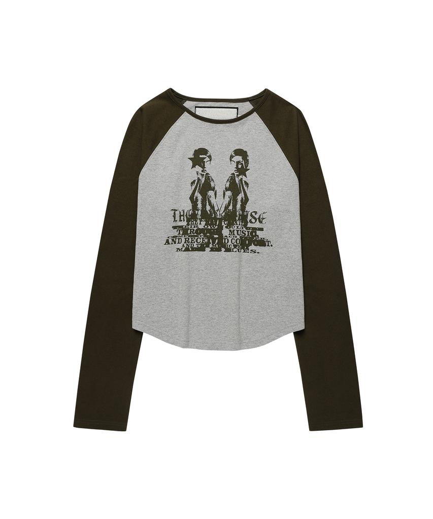 THEVINYLHOUSE Twin Raglan Ls Tee(W) Gray