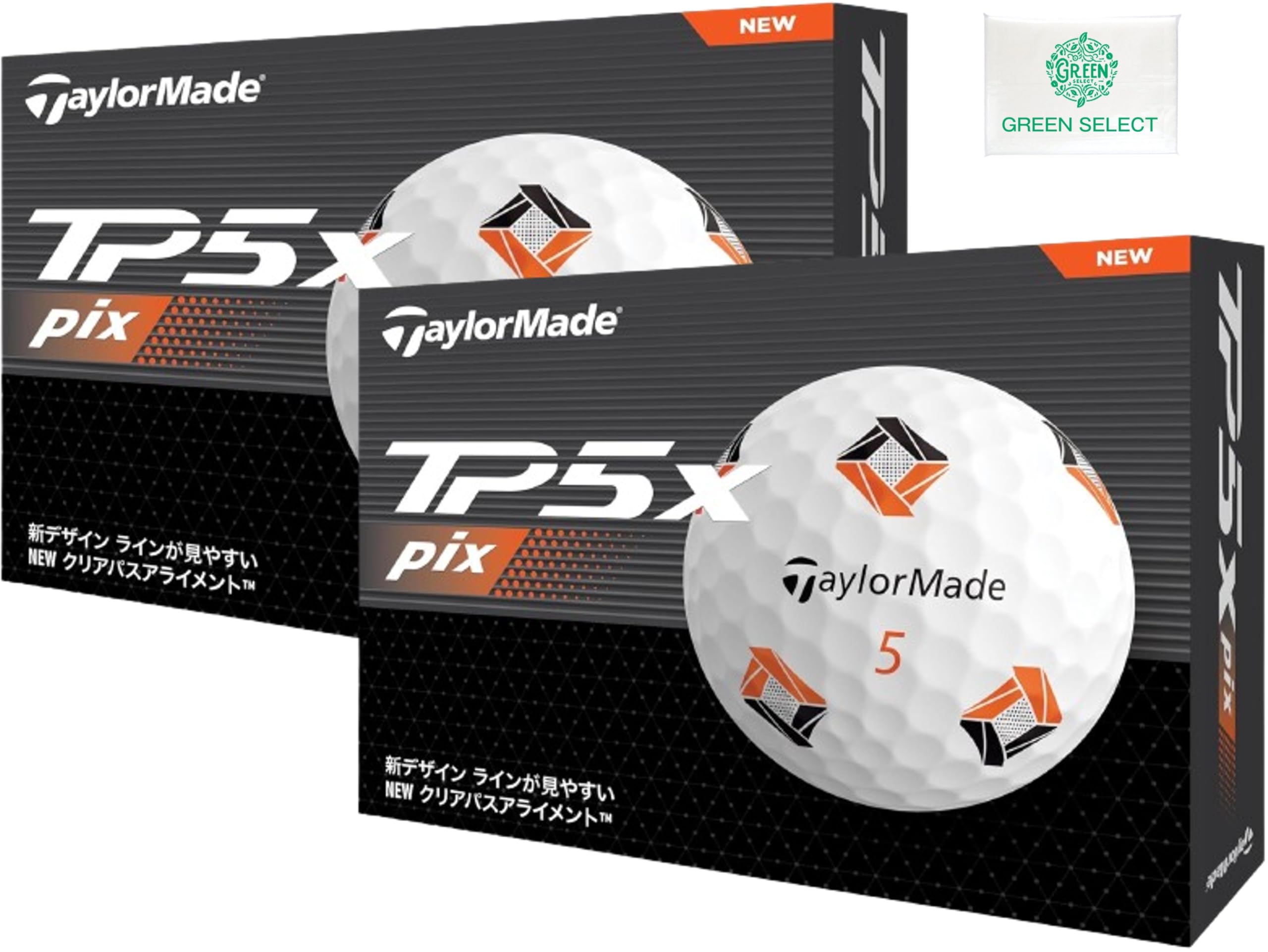 

Мяч для гольфа TAYLOR MADE TP5x pix белого цвета, 2 дюжины, модель TMJ24, 2024 г., в комплекте оригинальная карманная салфетка (24 шт)