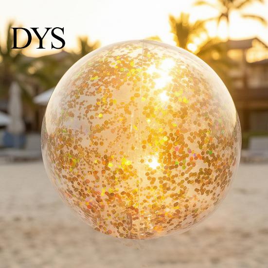 Outdoor Play Ball 16/24-Inch Inflatable Glitter Beach Leak-proof Clear Balls with Confetti Summer Pool Sequins Kids Adults Swimming Party Toy Durable