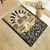 Muslim Prayer Mat Traditional Gold Border Geometric Arch Elegant Worship Rug