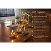 Metal Lord Ganesh Reading Ramayana Statue Ganpati Sitting on Chair with Kuber Diya Idol for Home Office and Gifts Decor